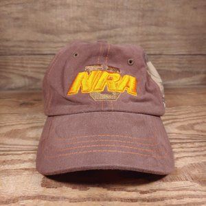 NRA Adjustable Baseball Hat Brown Cap Logo Orange Brim Patterned Camo Sides OS